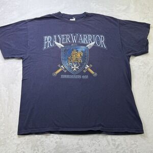 Vintage Y2K Prayer Warrior Ephesians 6:12 Christian T Shirt Purple XL